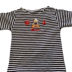 Unbranded Girls Sz 4T Monaco Embroidered Stripped Girls Teddy Bear Tee T Shirt